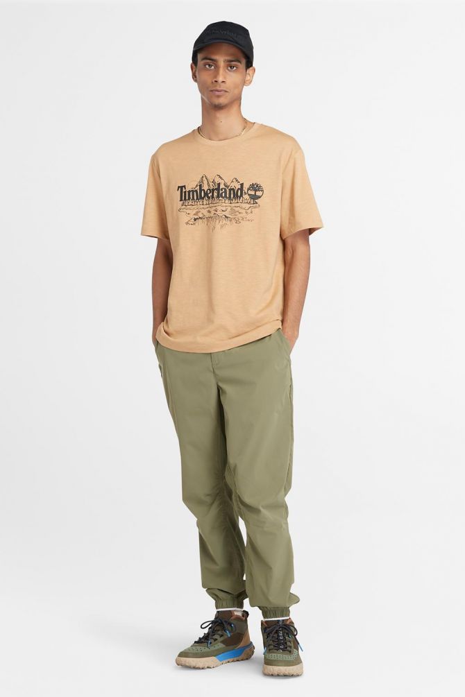 טי שירט עם הדפס MOUNTAIN ולוגו לגברים