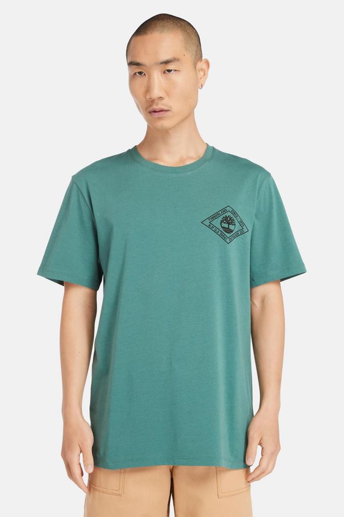 טי שירט עם הדפס Timberland דו צדדי לגברים