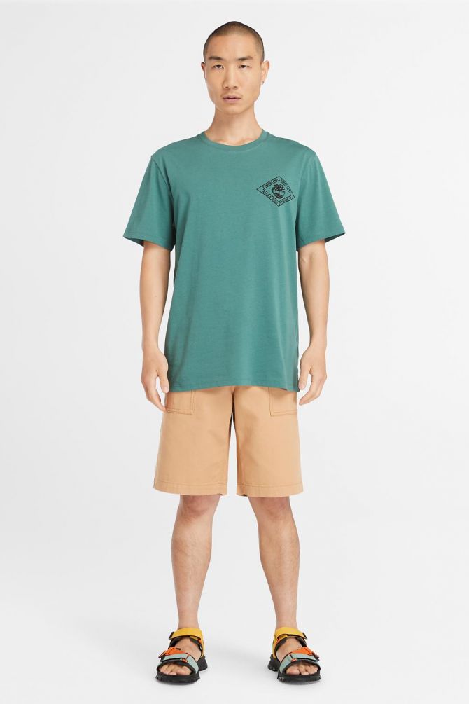 טי שירט עם הדפס Timberland דו צדדי לגברים