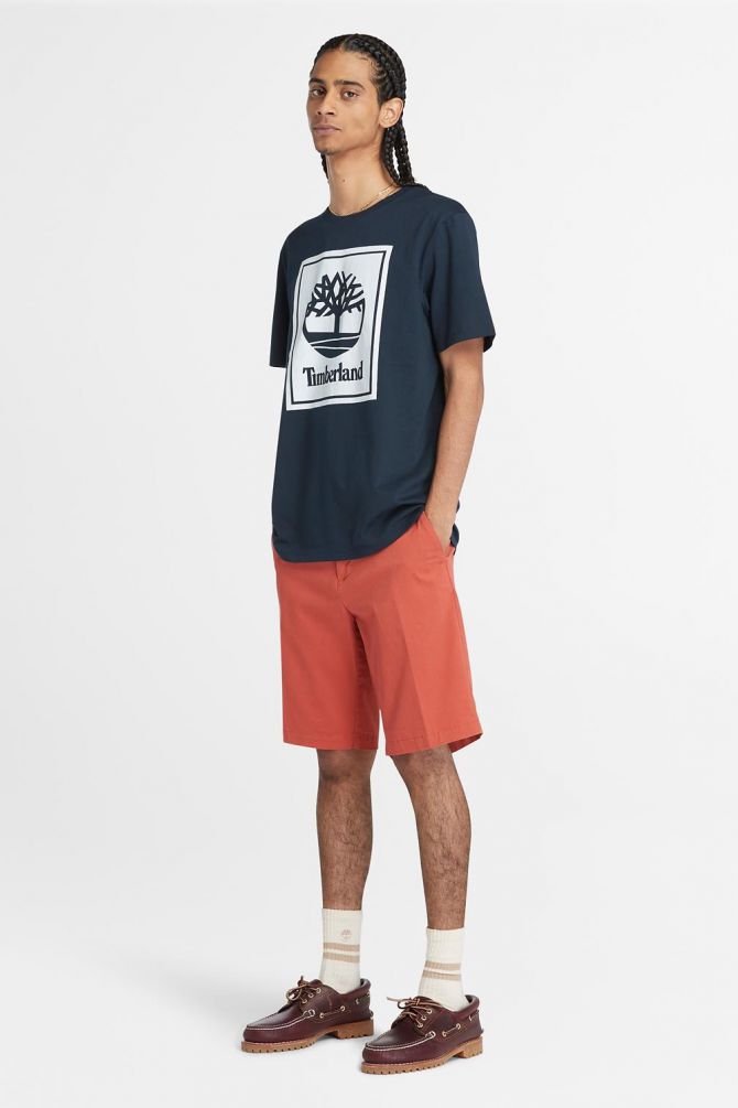 טי שירט עם שרוולים קצרים והדפס Timberland לגברים