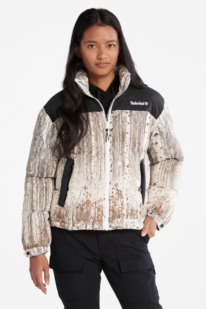 מעיל פאפר בעיצוב גרפי עם לוגו טימברלנד בחזה