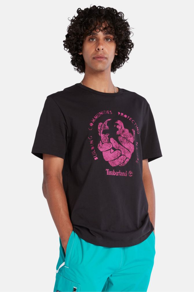 חולצת טריקו לגברים עם הדפס גרפי ייחודי בחזית