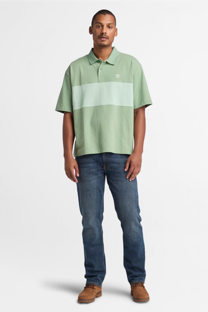 חולצת פולו קצרה קולור בלוק עם לוגו Timberland רקום לגברים