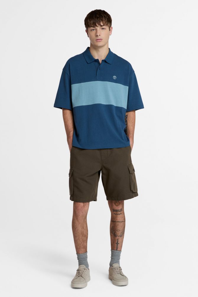 חולצת פולו קצרה קולור בלוק עם לוגו Timberland רקום לגברים