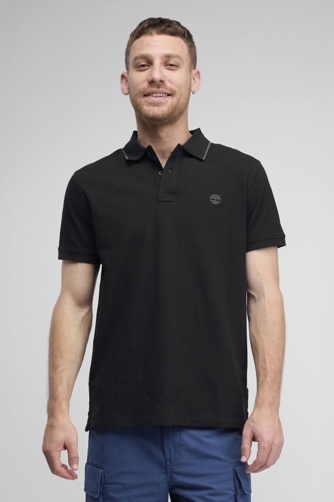 חולצת פולו לגברים עם שרוולים קצרים ולוגו רקום
