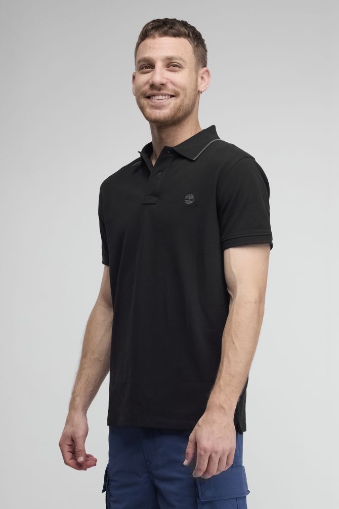חולצת פולו לגברים עם שרוולים קצרים ולוגו רקום