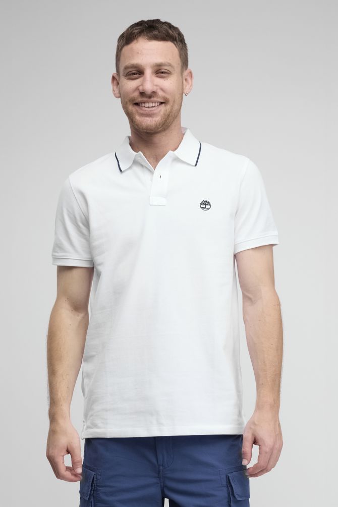 חולצת פולו לגברים עם שרוולים קצרים ולוגו רקום