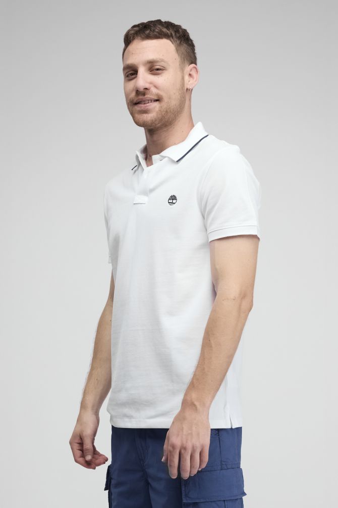 חולצת פולו לגברים עם שרוולים קצרים ולוגו רקום