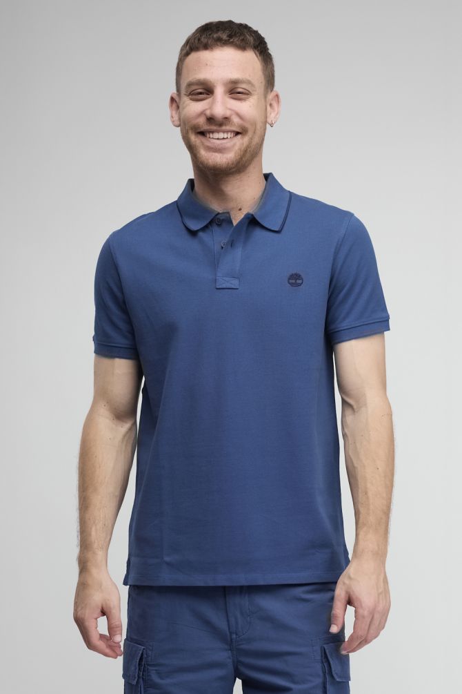 חולצת פולו לגברים עם שרוולים קצרים ולוגו רקום