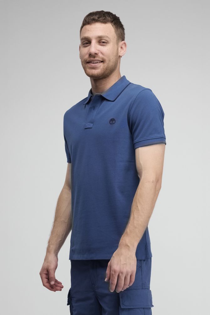 חולצת פולו לגברים עם שרוולים קצרים ולוגו רקום