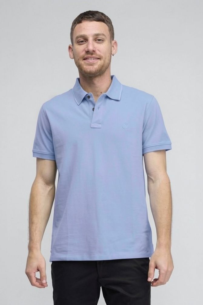 חולצת פולו לגברים עם שרוולים קצרים ולוגו רקום