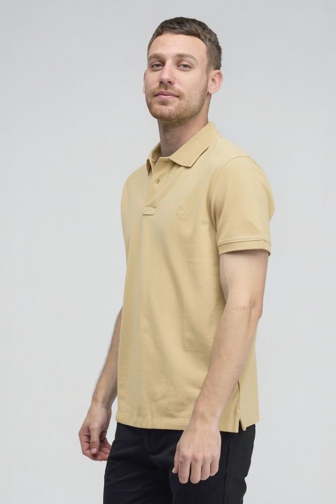 חולצת פולו לגברים עם שרוולים קצרים ולוגו רקום