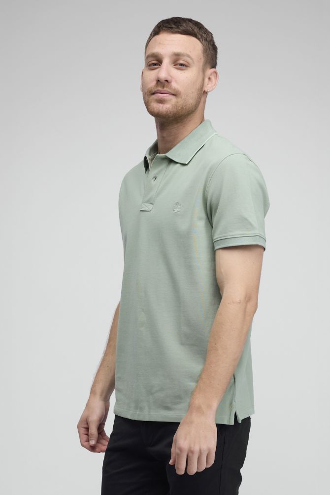 חולצת פולו לגברים עם שרוולים קצרים ולוגו רקום