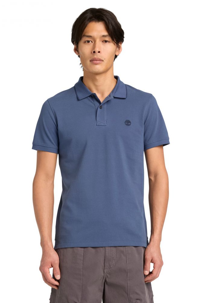 חולצת פולו לגברים עם שרוולים קצרים ולוגו רקום