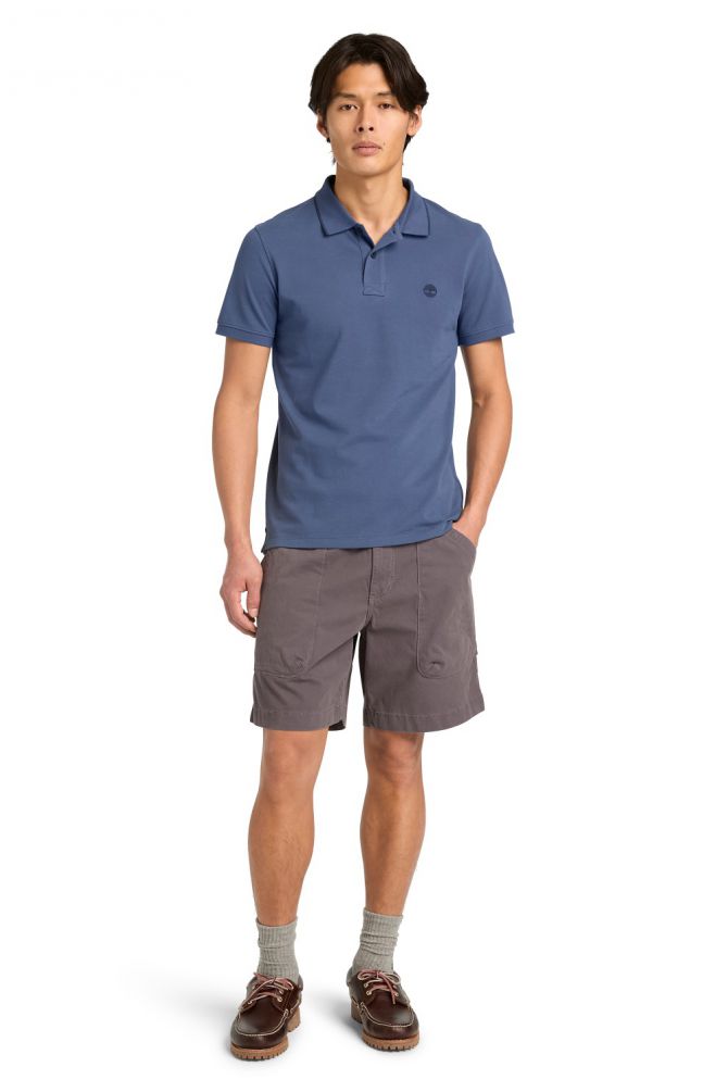 חולצת פולו לגברים עם שרוולים קצרים ולוגו רקום