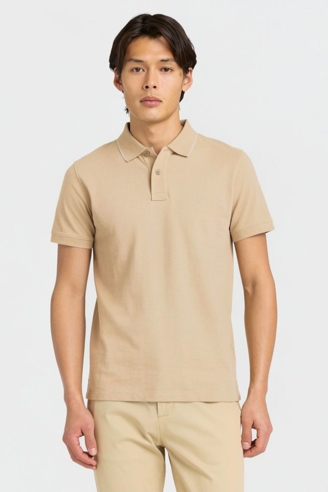 חולצת פולו לגברים עם שרוולים קצרים ולוגו רקום