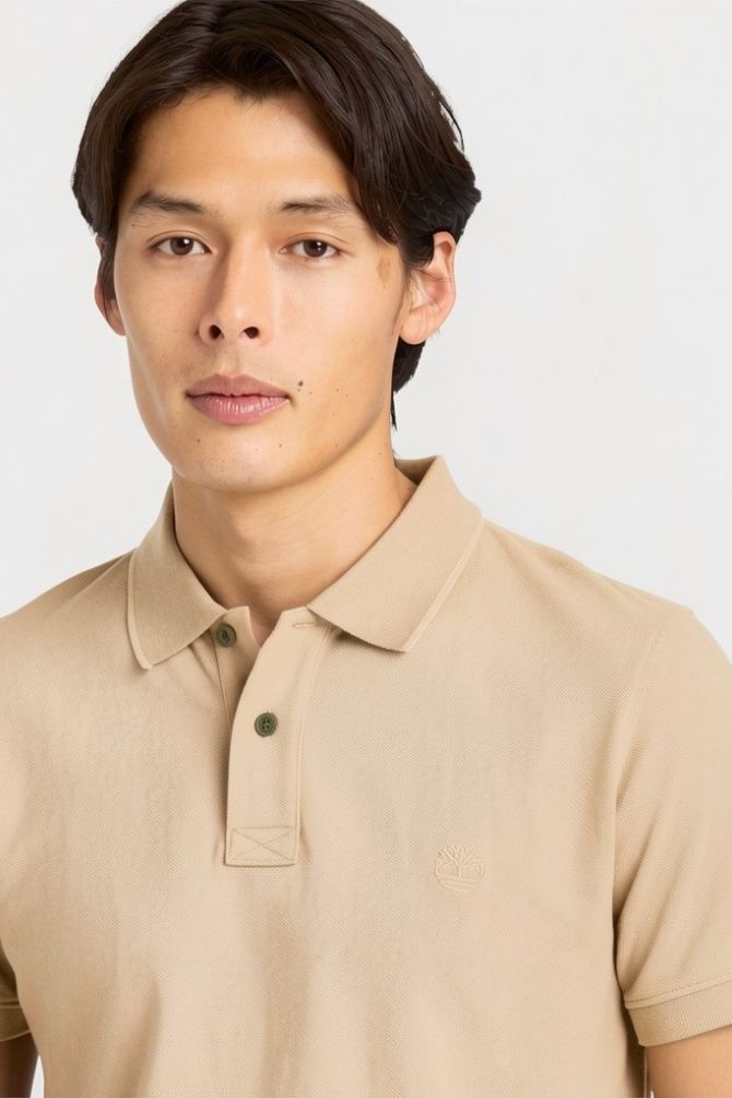 חולצת פולו לגברים עם שרוולים קצרים ולוגו רקום