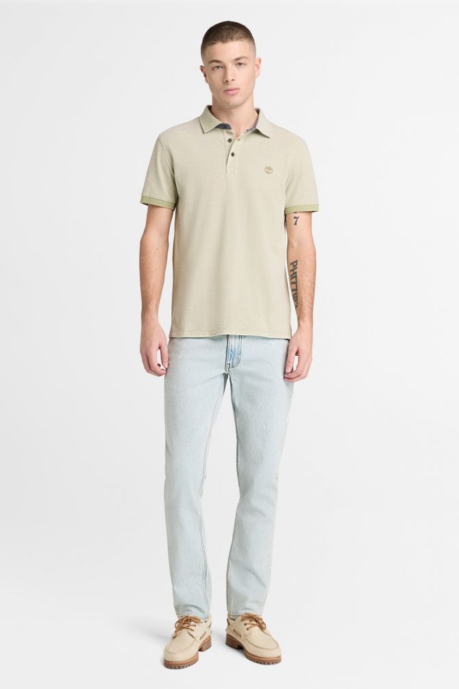 חולצת פולו Oxford צווארון ולוגו רקום לגברים