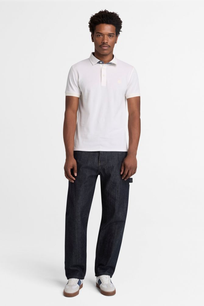 חולצת פולו Oxford צווארון ולוגו רקום לגברים