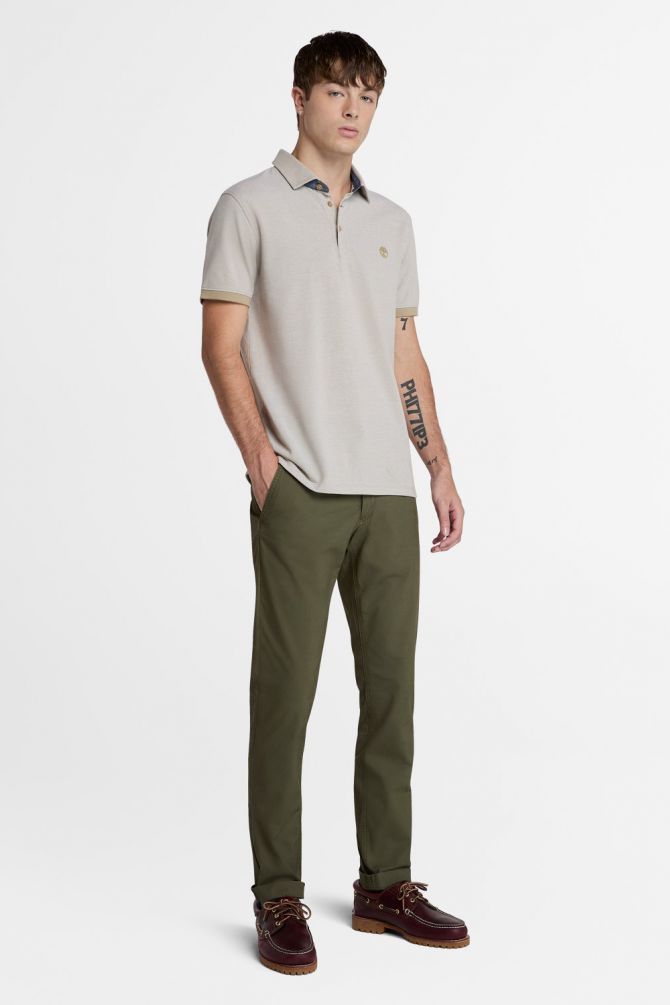 חולצת פולו Oxford צווארון ולוגו רקום לגברים