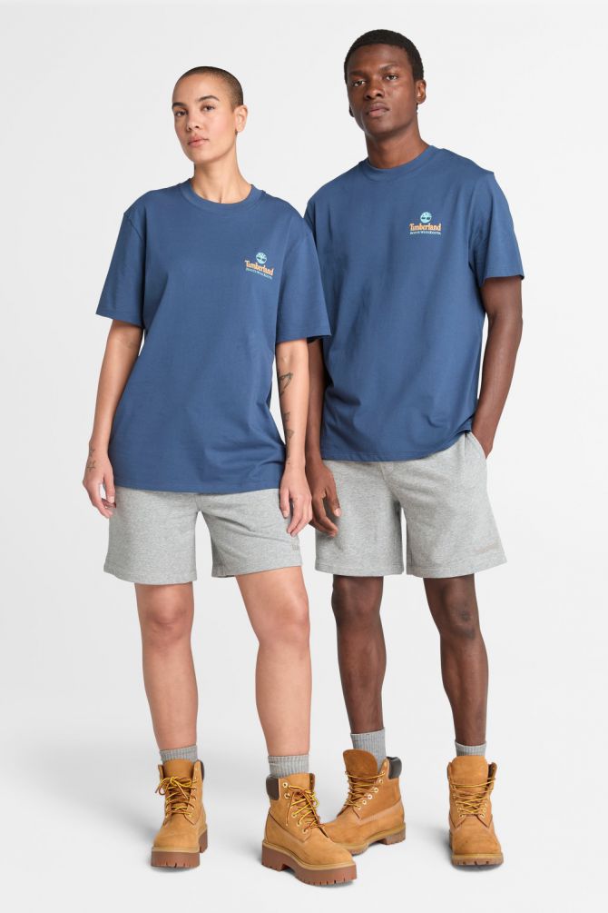 טי שירט יוניסקס עם שרוולים קצרים והדפס דו צדדי Timberland