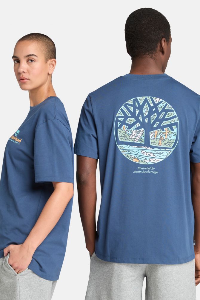 טי שירט יוניסקס עם שרוולים קצרים והדפס דו צדדי Timberland