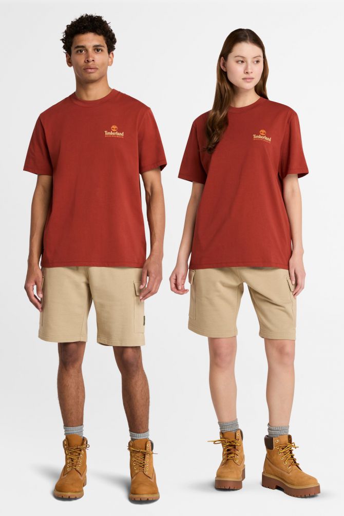 טי שירט יוניסקס עם שרוולים קצרים והדפס דו צדדי Timberland
