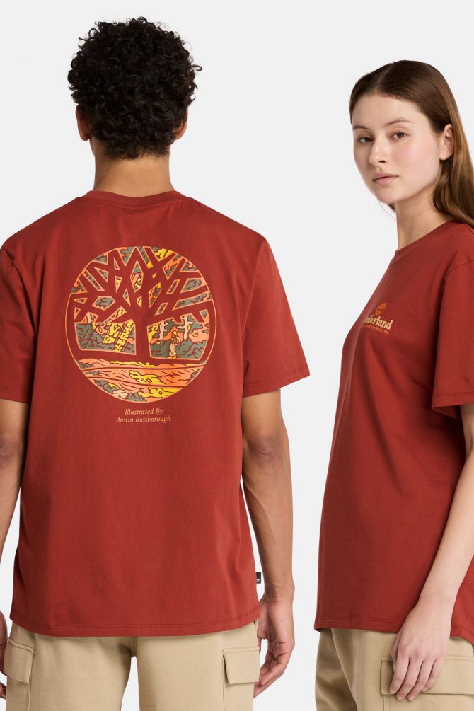 טי שירט יוניסקס עם שרוולים קצרים והדפס דו צדדי Timberland