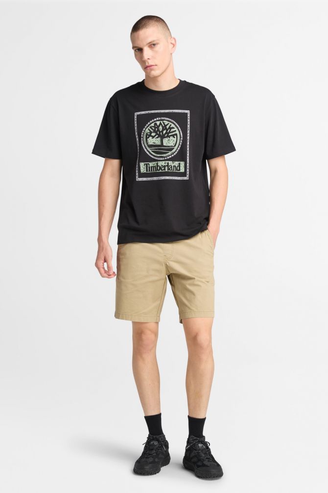 טי שירט לגברים עם שרוולים קצרים והדפס Timberland