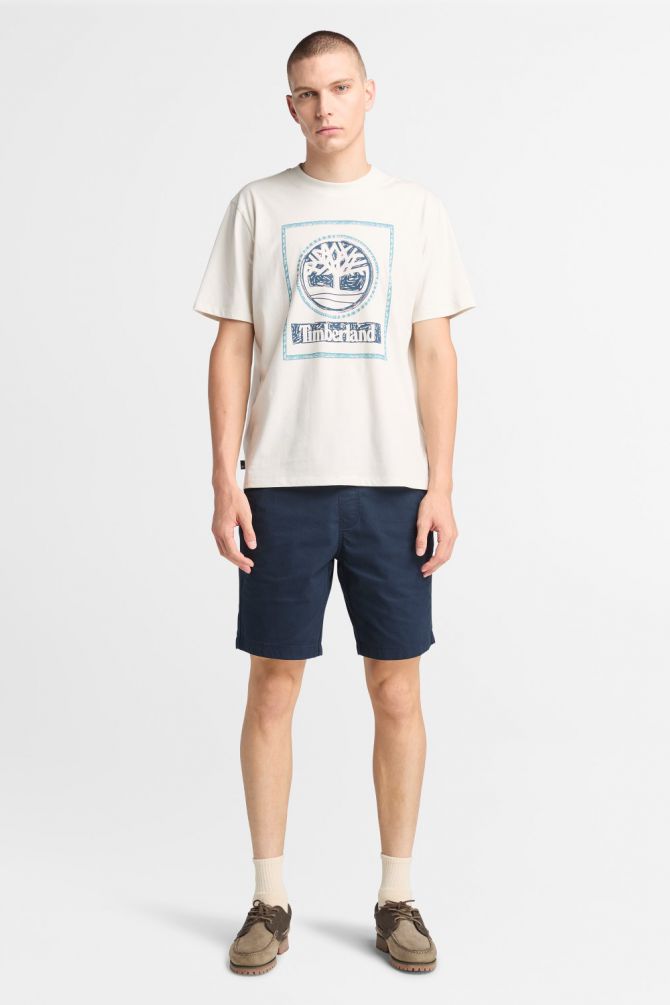 טי שירט לגברים עם שרוולים קצרים והדפס Timberland