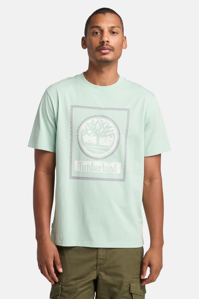 טי שירט לגברים עם שרוולים קצרים והדפס Timberland