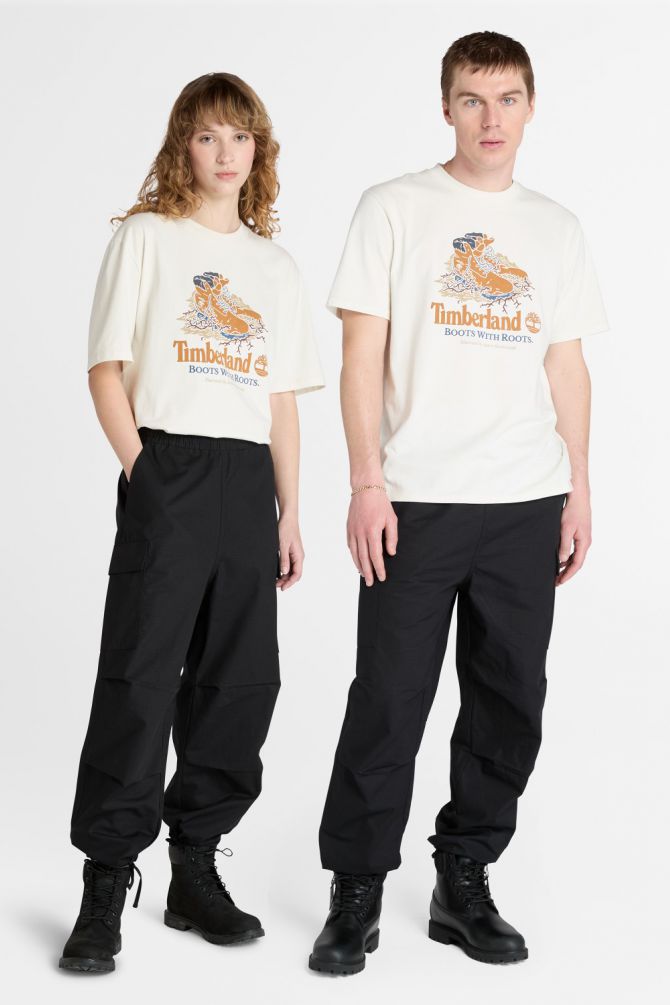 טי שירט יוניסקס עם שרוולים קצרים והדפס Timberland