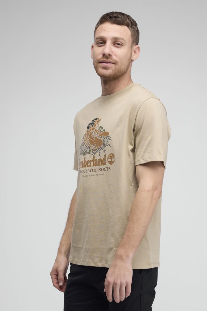 טי שירט יוניסקס עם שרוולים קצרים והדפס Timberland
