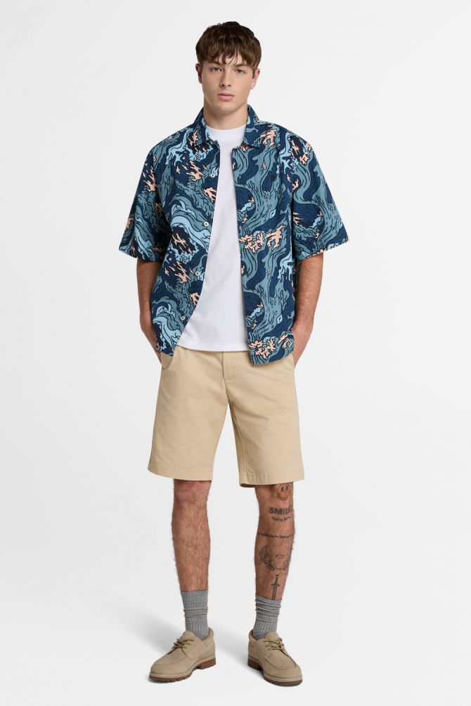 טי שירט עם שרוולים קצרים והדפס דו צדדי Timberland לגברים