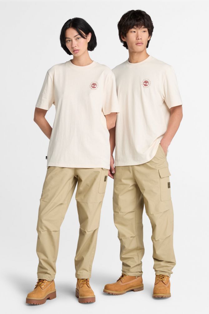 טי שירט יוניסקס עם שרוולים קצרים והדפס דו צדדי Timberland