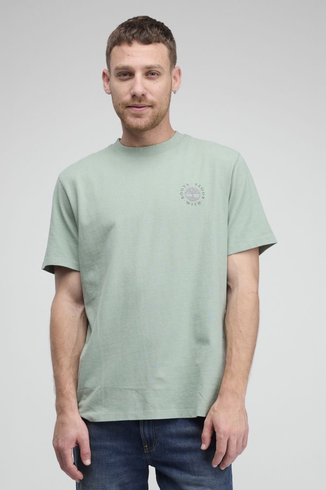 טי שירט יוניסקס עם שרוולים קצרים והדפס דו צדדי Timberland