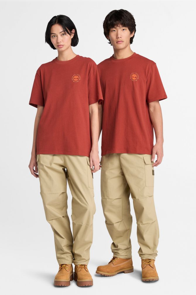 טי שירט יוניסקס עם שרוולים קצרים והדפס דו צדדי Timberland