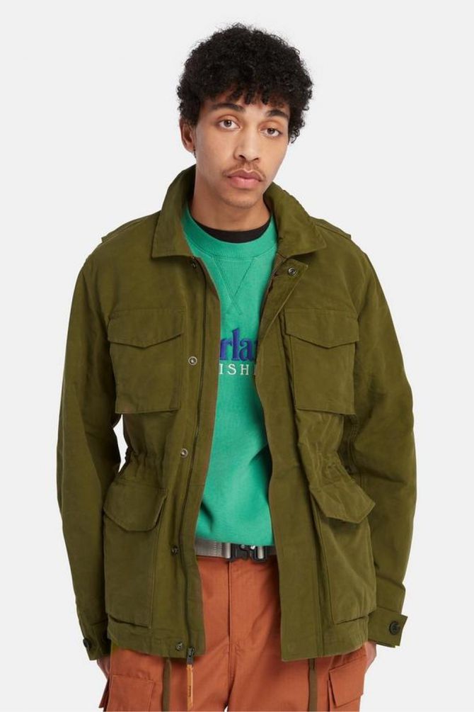 מעיל מכותנה ממוחזרת אובר-סייז לגברים