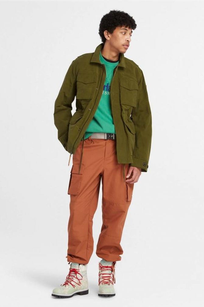 מעיל מכותנה ממוחזרת אובר-סייז לגברים