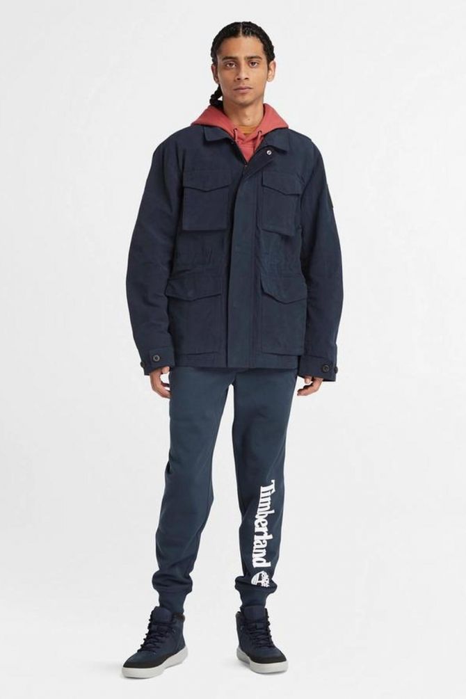 מעיל מכותנה ממוחזרת אובר-סייז לגברים