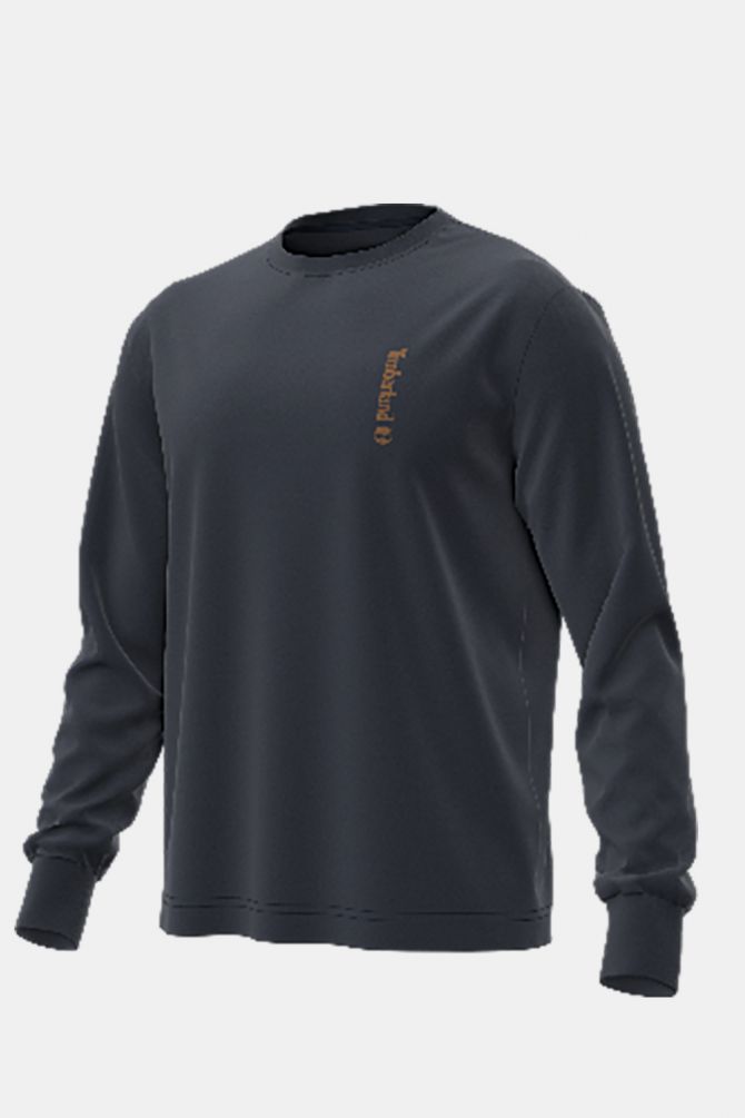 טי שירט שרוול ארוך Timberland עם הדפס אנכי קטן לגברים