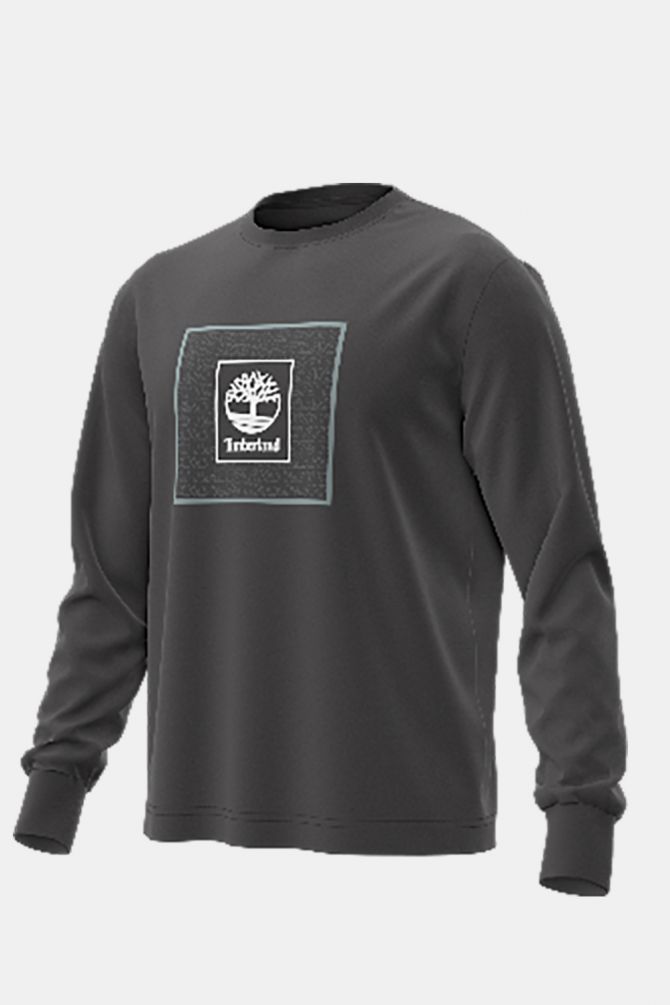 טי שירט שרוול ארוך Timberland עם הדפס לוגו ריבועי לגברים