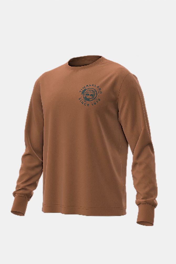 טי שירט שרוול ארוך Timberland עם הדפס אחורי לגברים