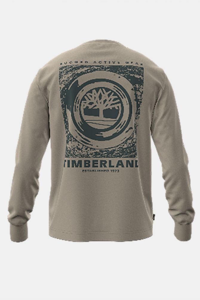 טי שירט שרוול ארוך Timberland עם הדפס אחורי לגברים