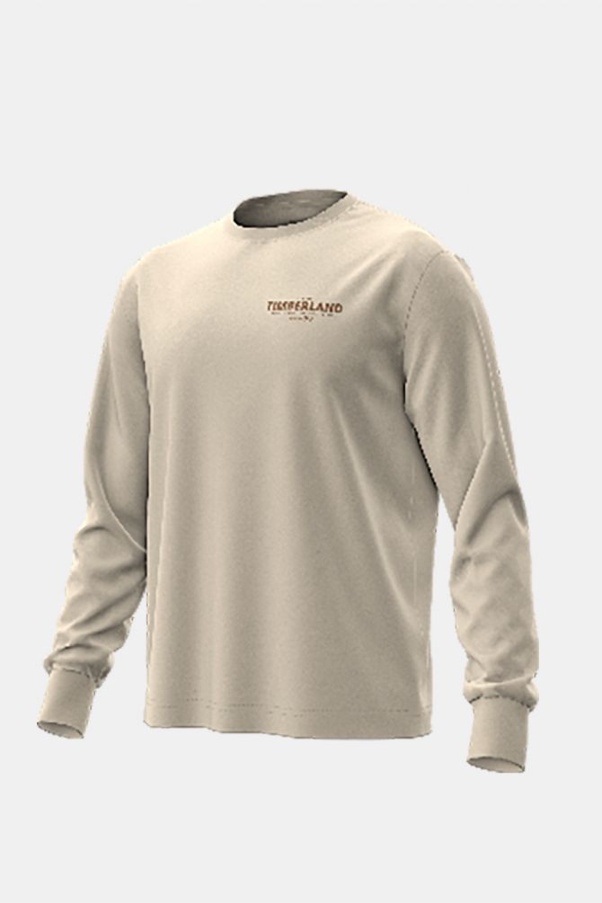 טי שירט שרוול ארוך Timberland עם הדפס טקסט בגב