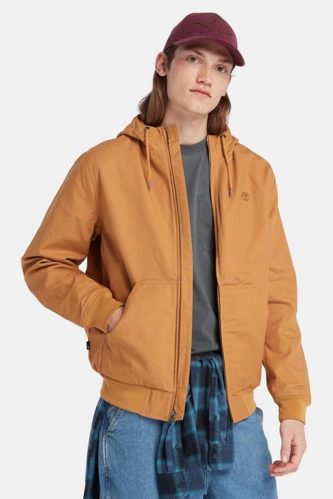 מעיל בומבר קנבס מבודד עם כובע