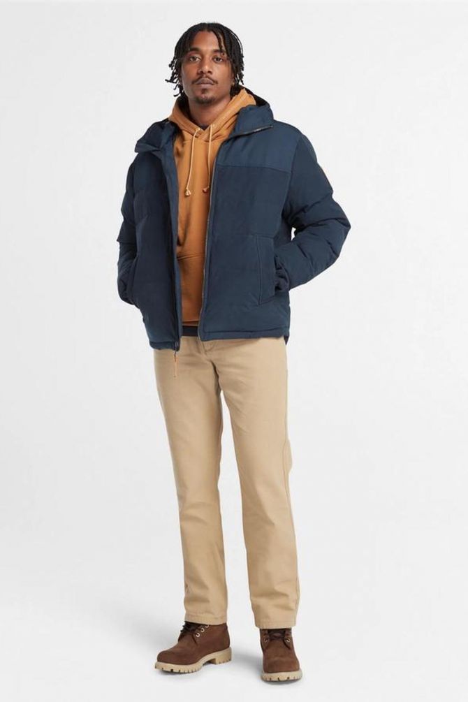 ג’קט פופר עמיד למים עם כובע לגבר