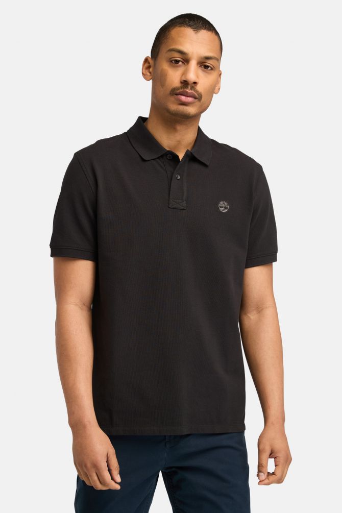 חולצת פולו לגברים עם שרוולים קצרים ולוגו רקום