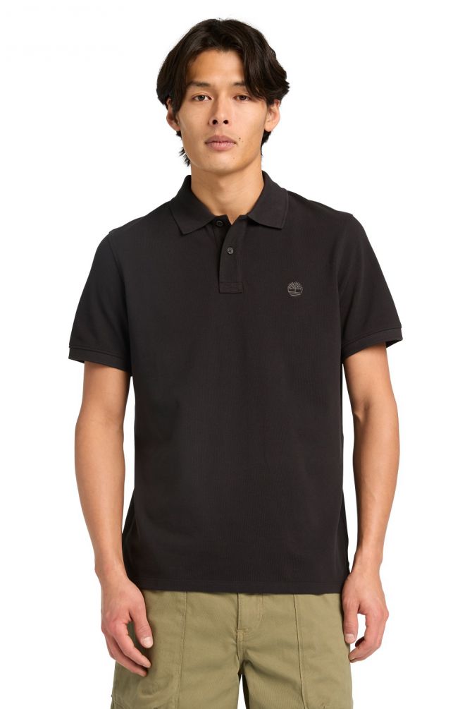 חולצת פולו לגברים עם שרוולים קצרים ולוגו רקום