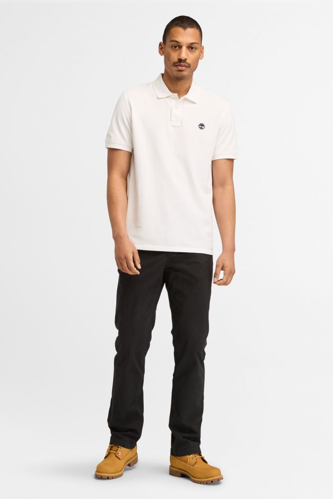 חולצת פולו לגברים עם שרוולים קצרים ולוגו רקום